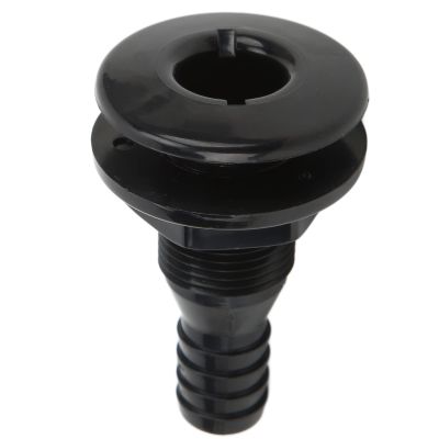 Drain Boats Fitting, Boat Through Hull Connector 3/4in ABS Plastic Hose Coupling Drain Outlet Thru Drain Connector(Black) Boat/Yacht Spare Parts