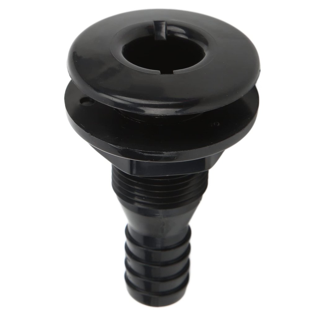 Drain Boats Fitting, Boat Through Hull Connector 3/4in ABS Plastic Hose Coupling Drain Outlet Thru Drain Connector(Black) Boat/Yacht Spare Parts