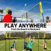 GOOX 4 Square Volleyball Net Game Set, 14 FT 4-Way Volleyball Net for Backyard Beach Lawn, Portable Four Square Volleyball Net for Adults & Youths with Vollyball, Pump, Carry Bag(Yellow) view 2