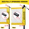 GOOX 4 Square Volleyball Net Game Set, 14 FT 4-Way Volleyball Net for Backyard Beach Lawn, Portable Four Square Volleyball Net for Adults & Youths with Vollyball, Pump, Carry Bag(Yellow) view 3