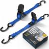PAULINN Boat Trailer Tie-Downs Straps 1 Inch x 4 FT, 2400 LBS Heavy Duty Adjustable Transom Tie Down Straps Ratchet w/Quick Release Buckle & Anti-Scratch Hooks, for Trailer Marine Jet Ski Pontoon view 1