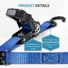 PAULINN Boat Trailer Tie-Downs Straps 1 Inch x 4 FT, 2400 LBS Heavy Duty Adjustable Transom Tie Down Straps Ratchet w/Quick Release Buckle & Anti-Scratch Hooks, for Trailer Marine Jet Ski Pontoon view 3