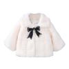 Moily Baby Girls Princess Faux Fur Lapel Coat Bowknot Decor Button-up Jacket Winter Tops Windbreaker White 3-4 Years view 1