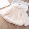 Moily Baby Girls Princess Faux Fur Lapel Coat Bowknot Decor Button-up Jacket Winter Tops Windbreaker White 3-4 Years view 3