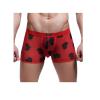 Men's Heart Print Boxer Briefs Sexy Mesh See-Through Boxers Cozy Classic Breathable Full-Rise Trunks for Valentine's Day Red view 1