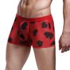 Men's Heart Print Boxer Briefs Sexy Mesh See-Through Boxers Cozy Classic Breathable Full-Rise Trunks for Valentine's Day Red view 2