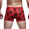 Men's Heart Print Boxer Briefs Sexy Mesh See-Through Boxers Cozy Classic Breathable Full-Rise Trunks for Valentine's Day Red view 3