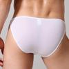 Saohuo Men's Transparent Underwear Ice Silk Briefs Bikini Low Rise Sexy Breathable Lightweight Stretchy Hip Underpants White view 2