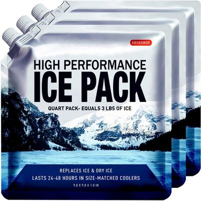 ABOXOBOG Reusable Ice Packs for Coolers Long Lasting Gel Freezer Packs for Cooler Bag Backpacks, Lunch Box, Cooler Bag, Keeps Food Cold Fresh ( Set of 3 )