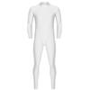 renvena Men's One Piece Skin-Tight Athletic Unitard Full Body Jumpsuit Spandex Dancewear Catsuit White X-Large view 1
