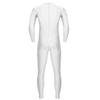 renvena Men's One Piece Skin-Tight Athletic Unitard Full Body Jumpsuit Spandex Dancewear Catsuit White X-Large view 2