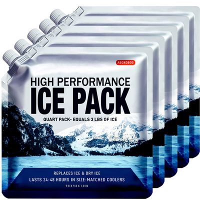 ABOXOBOG Reusable Ice Packs for Coolers Long Lasting Gel Freezer Packs for Cooler Bag Backpacks, Lunch Box, Cooler Bag, Keeps Food Cold Fresh ( Set of 5 )