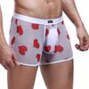 Men's Heart Print Boxer Briefs Sexy Mesh See-Through Boxers Cozy Classic Breathable Full-Rise Trunks for Valentine's Day White view 3