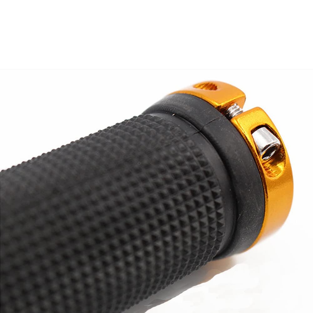 ACEVER Bike Handlebar Grips with Double Locks for Road Bikes, BMX, Mountain, Beach Cruiser, MTB, Scooter and Foldable Bikes, Ergonomic Comfortable Non-Slip Soft Rubber Hand Grips (Golden)