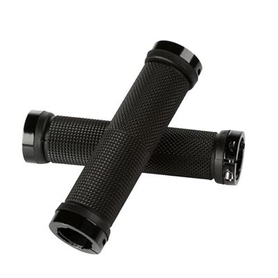 ACEVER Bike Handlebar Grips with Double Locks for Road Bikes, BMX, Mountain, Beach Cruiser, MTB, Scooter and Foldable Bikes, Ergonomic Comfortable Non-Slip Soft Rubber Hand Grips (Black)
