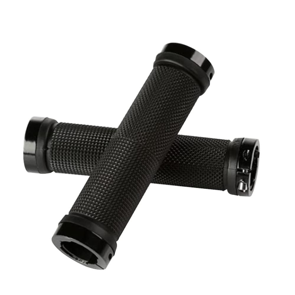 ACEVER Bike Handlebar Grips with Double Locks for Road Bikes, BMX, Mountain, Beach Cruiser, MTB, Scooter and Foldable Bikes, Ergonomic Comfortable Non-Slip Soft Rubber Hand Grips (Black)