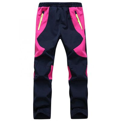 Qudang Children's Waterproof Snow Pants Ski Snowboard Hiking Trousers Softshell Fleece Warm Winter Windproof Insulated Pants Hot Pink