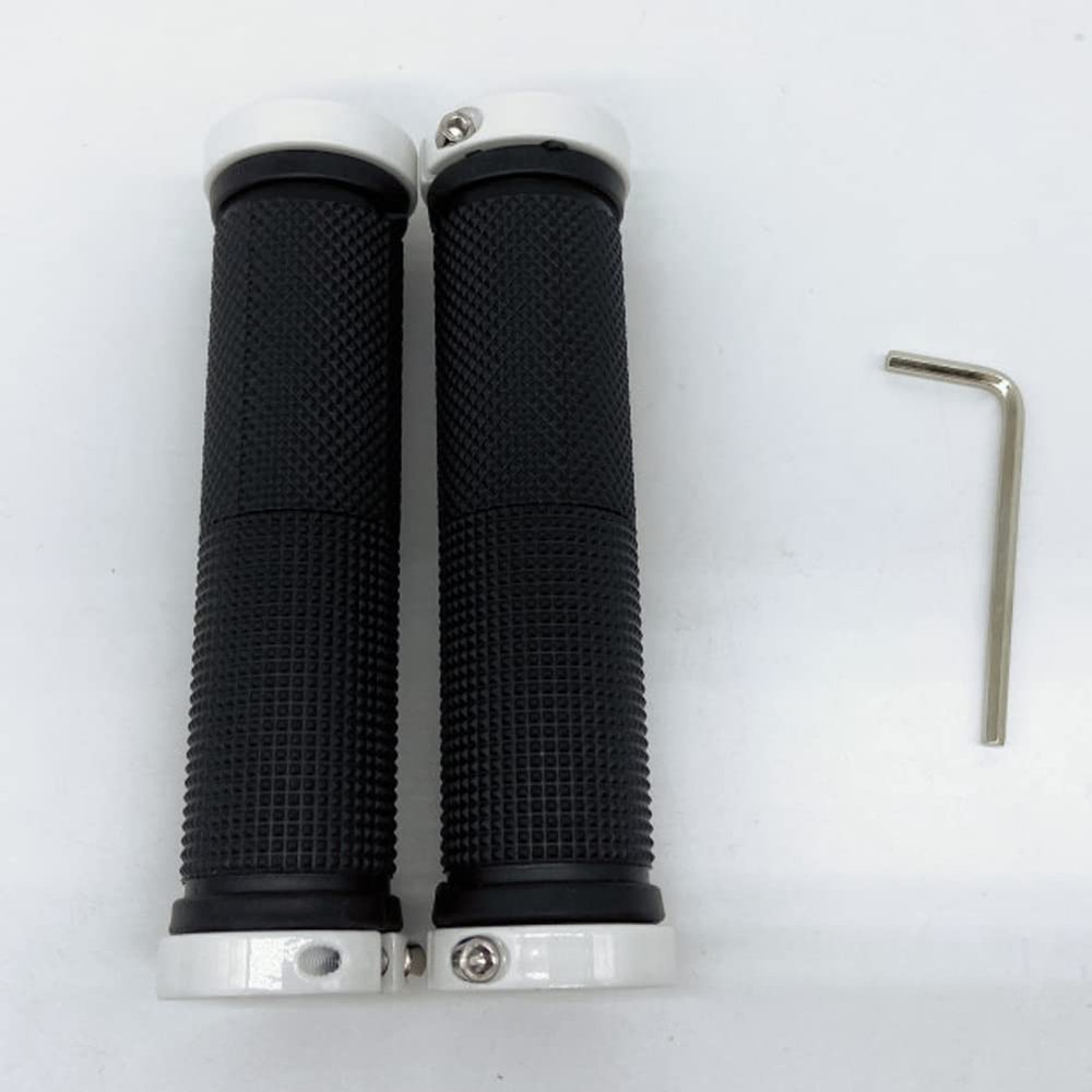 ACEVER Bike Handlebar Grips with Double Locks for Road Bikes, BMX, Mountain, Beach Cruiser, MTB, Scooter and Foldable Bikes, Ergonomic Comfortable Non-Slip Soft Rubber Hand Grips (White)