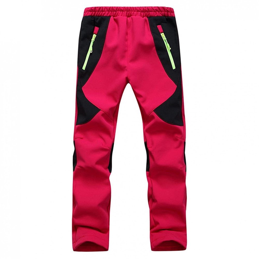 Qudang Children's Waterproof Snow Pants Ski Snowboard Hiking Trousers Softshell Fleece Warm Winter Windproof Insulated Pants