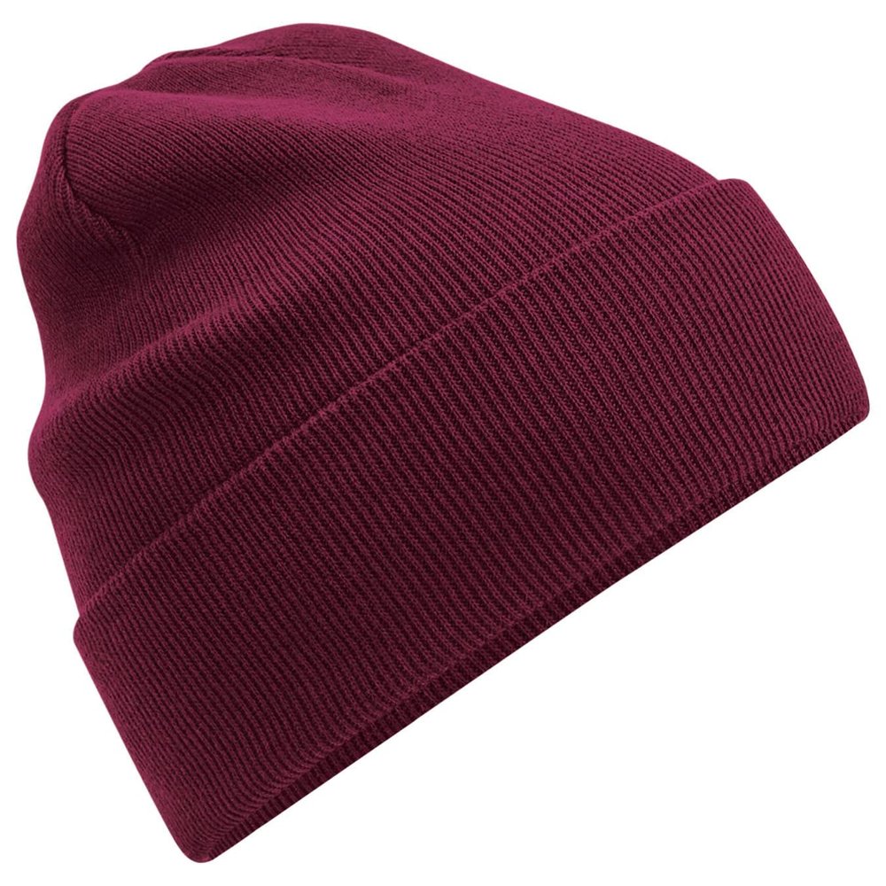 Beechfield B45N Organic Cotton Original Cuffed Beanie, Burgundy, S-XL