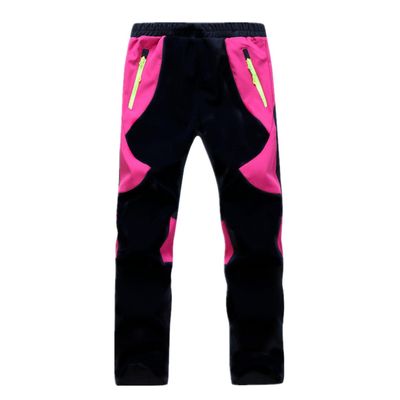 Qudang Children's Waterproof Snow Pants Ski Snowboard Hiking Trousers Softshell Fleece Warm Winter Windproof Insulated Pants Black