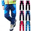 Qudang Children's Waterproof Snow Pants Ski Snowboard Hiking Trousers Softshell Fleece Warm Winter Windproof Insulated Pants Blue view 4