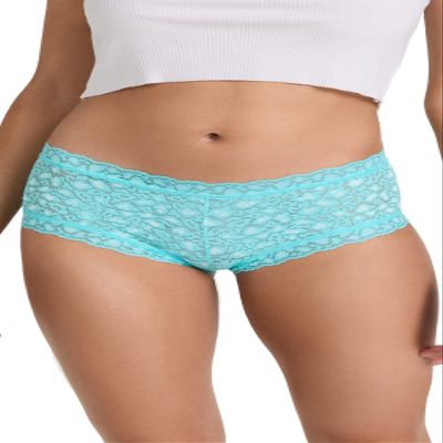 hanky panky Women's Cross-Dyed Leopard Boy Shorts, Radiant Turquoise/White, L