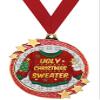 Crown Awards Ugly Christmas Sweater Red Glitter Award Medals, 2.5" Gold Shooting Star Ugly Sweater Trophies, 10 Pack view 1