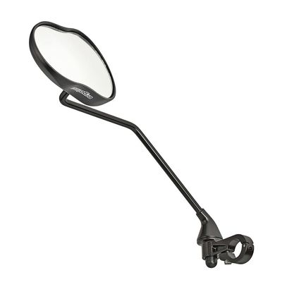 Ergotec Mirror, M-99 LV, 121 x 78-66 mm Mirror Surface, Alloy/Steel, Black Sandblasted, Left Assembling, Long Arm, Big Mirror for Bikes, Cycles, Bicycles