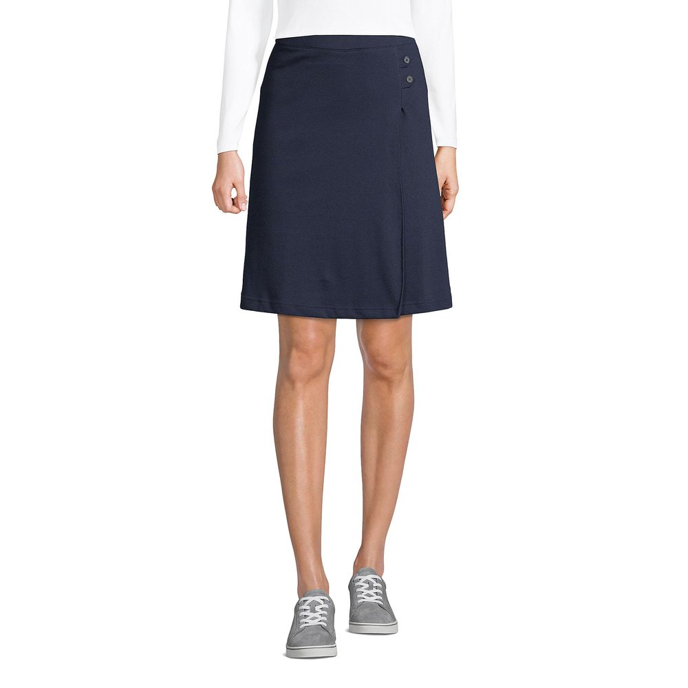 Lands' End Uniform Solid Knit Skort Above The Knee Classic Navy Womens Regular 12