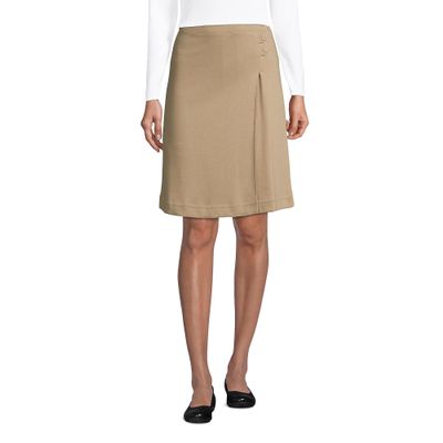 Lands' End Uniform Solid Knit Skort Above The Knee Khaki Womens Regular 12