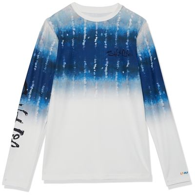 Salt Life Marlin Fade SLX Youth Long Sleeve Stretch Fit Shirt, White, Small