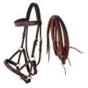 CHALLENGER Horse Western Brown Leather Beaded Bitless Padded Sidepull Bridle Reins 77RS17BR view 1
