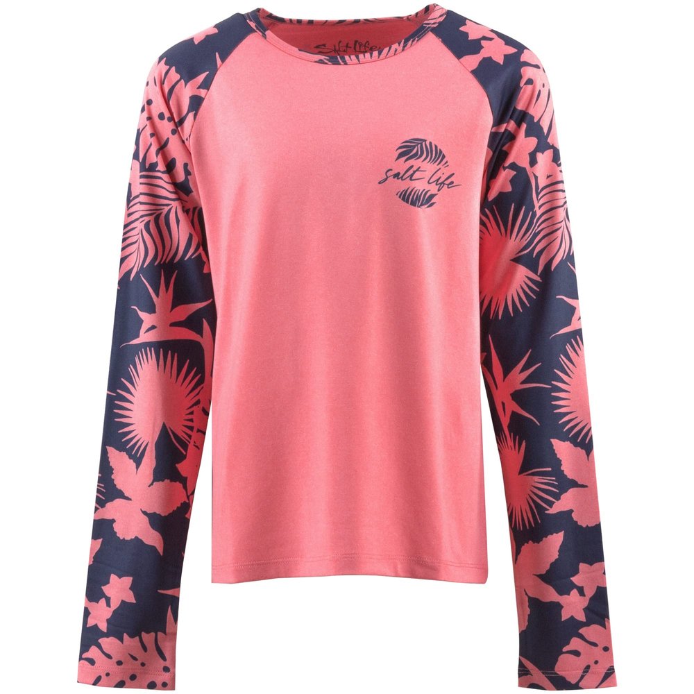 Salt Life Escapism SLX Youth Long Sleeve Stretch Fit Shirt, Coral Heather, Small