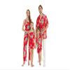 Matchable Family Hawaiian Luau Shirts, Hibiscus Red, Scrunchies, One Size view 1
