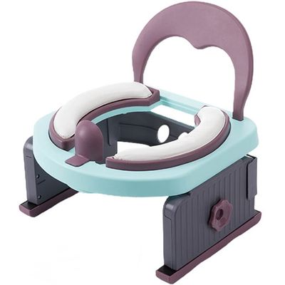 Car Toilet Seat Foldable and Adjustable for Travel Car Commode, Comfortable PVC Cushion, Suitable for Boys and Girls Over 1 Year Old, Load-Bearing 60kg (Color : Light Blue, Size : 31 * 22 * 27cm)