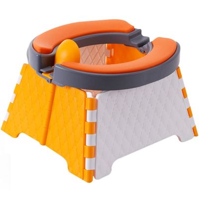 Car Toilet Seat Traffic Jam Portable Foldable Car Commode, Comfortable Soft Silicone Cushion, Suitable for Boys and Girls Aged 1-6, Load-Bearing 50kg (Color : Orange, Size : 22 * 23 * 16.5cm)