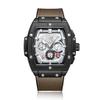 SHATONG Automatic Mechanical Watch Men's Fashion Tonneau-Shaped Multi-Function Luminous Men's Watch with Silicone Bag Leather Strap view 1