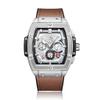 SHATONG Automatic Mechanical Watch Men's Fashion Tonneau-Shaped Multi-Function Luminous Men's Watch with Silicone Bag Leather Strap view 1
