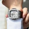 SHATONG Automatic Mechanical Watch Men's Fashion Tonneau-Shaped Multi-Function Luminous Men's Watch with Silicone Bag Leather Strap view 2