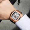 SHATONG Fashionable Multi-dial Mechanical Mens Watch Luminous Pointer Tonneau-Shaped Mens Watch with Silicone Covered Leather Strap,dial Diameter 46mm view 2