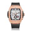 SHATONG Fashionable Multi-dial Mechanical Mens Watch Luminous Pointer Tonneau-Shaped Mens Watch with Silicone Covered Leather Strap,dial Diameter 46mm view 1