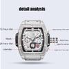 SHATONG Automatic Mechanical Watch Men's Fashion Tonneau-Shaped Multi-Function Luminous Men's Watch with Silicone Bag Leather Strap view 4