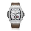 SHATONG Fashionable Multi-dial Mechanical Mens Watch Luminous Pointer Tonneau-Shaped Mens Watch with Silicone Covered Leather Strap,dial Diameter 46mm view 1