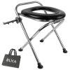 BLIKA Portable Toilet for Camping, 350LBS Stainless Steel Foldable Camp Travel Toilet with Soft Seat for Adults, Portable Potty for Camping, RV Travel, Road Trips view 1
