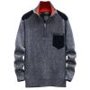 tuduoms Fashion Sweaters Men's Quarter Zip Casual Stand Collar Pullover Ribbed Cable Knit Jumper Tops Knitwear with Pocket view 1
