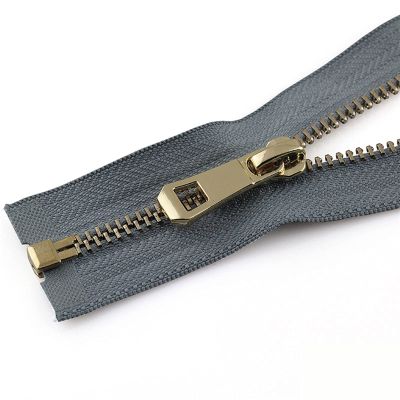 Mdingbao-Zippers 5# 35/45/55/65/75/85cm Open-end Auto Lock Rose Gold Plating Zipper Use for Clothes Shoes Pocket Garment, Strong and Sturdy (Color : Gray, Length : 85cm)
