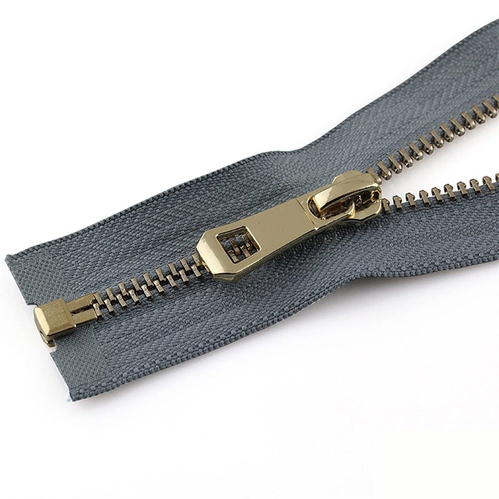 Mdingbao-Zippers 5# 35/45/55/65/75/85cm Open-end Auto Lock Rose Gold Plating Zipper Use for Clothes Shoes Pocket Garment, Strong and Sturdy (Color : Gray, Length : 85cm)