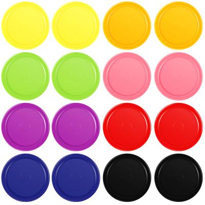 Skylety 16 Pieces Home Hockey Pucks 2.5 Inch Red Replacement Round Hockey Pucks Multicolors for Game Tables Equipment Accessories