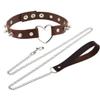 JNKET Rivets Choker Punk Hauling Chain PU Leather Collar Peach Heart Gothic Necklace NightClub Goth Leash Belts (Light coffee) view 1